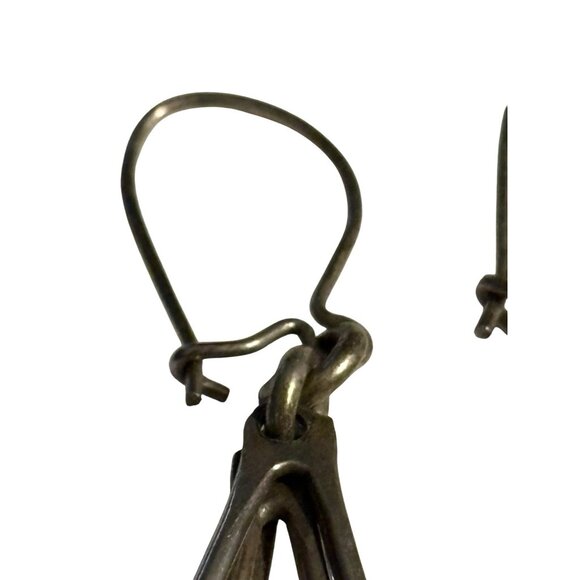 Vintage Handmade Sterling Silver Earrings Unmarked 925 Layered Open Teardrop - Picture 12 of 16